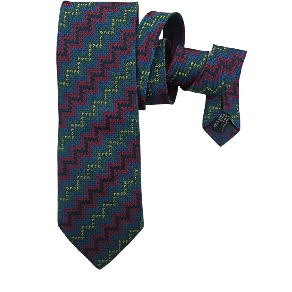 MISSONI Blue Geometric Silk Tie ITALY 59"/ 3.5" EC